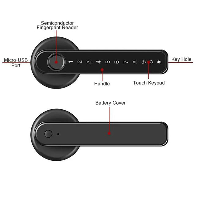 Bluetooth Fingerprint Electronic Door Handle Lock Knob Lock