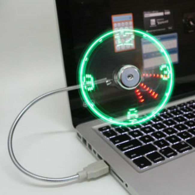 Creative Mini USB Powered LED Clock Real Time Display Fan