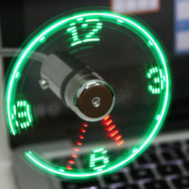 Creative Mini USB Powered LED Clock Real Time Display Fan